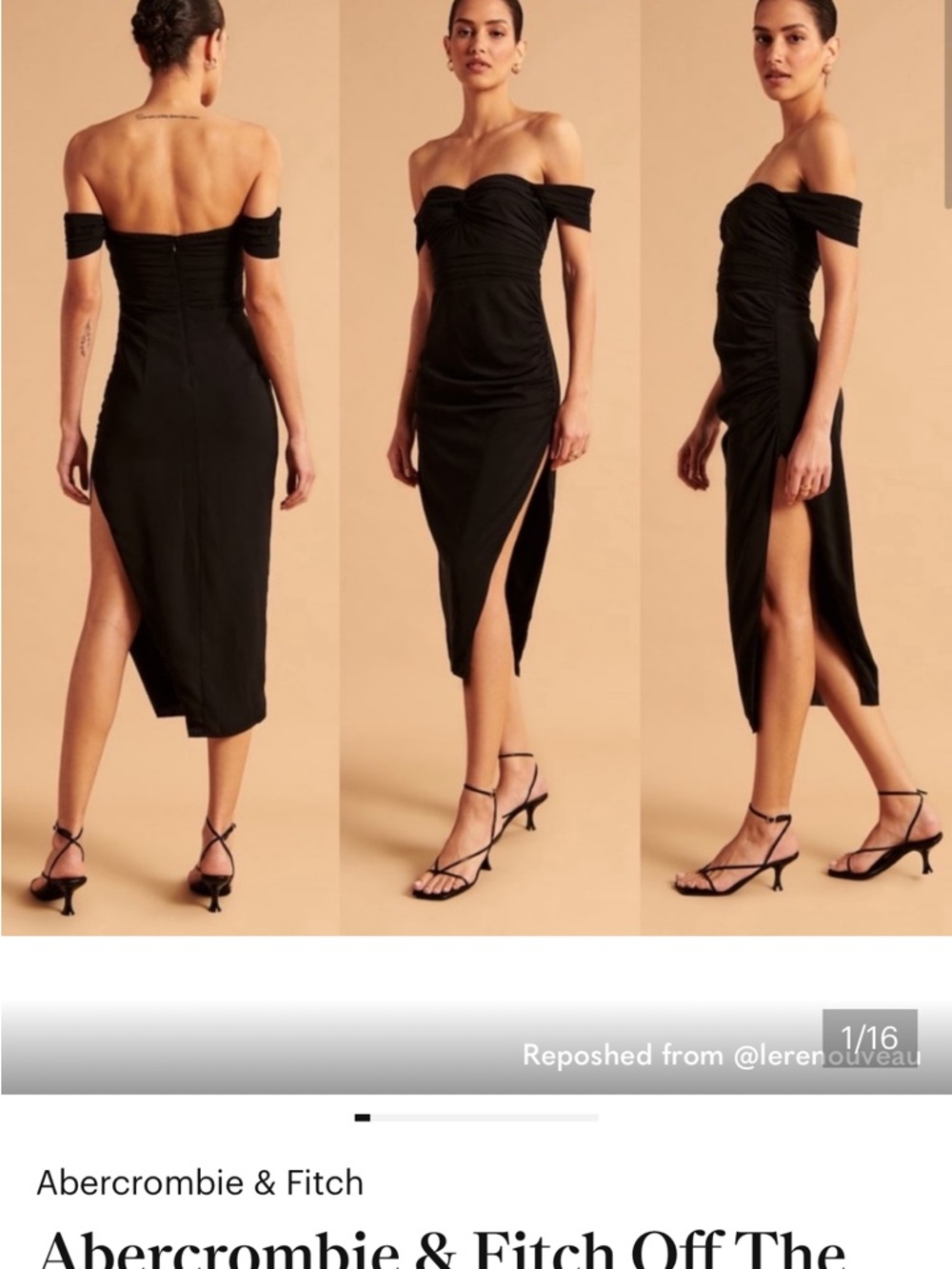 NWTs!! Abercrombie & Fitch Black Off-the-Shoulder Rouched Midi Dress